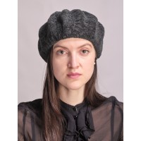 б117-а17 // Головной убор меховой женский, цвет -тёмно-зелёный, (овчина/астраган)