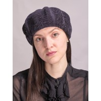 б117-а28 // Головной убор меховой женский, цвет -тёмно-синий, (овчина/астраган)