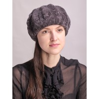 б126-а25 // Головной убор меховой женский, цвет -тёмно-серый, (овчина/астраган)