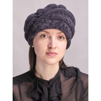 б145-а28 // Головной убор меховой женский, цвет -тёмно-синий, (овчина/астраган)