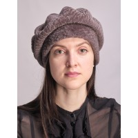 б150-а24 // Головной убор меховой женский, цвет -серо-коричневый, (овчина/астраган)