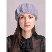 б46б-а60 // Головной убор меховой женский, цвет -васильковый, (овчина/астраган)