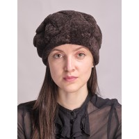 б61-а143 // Головной убор меховой женский, цвет -шоколадный, (овчина/астраган)