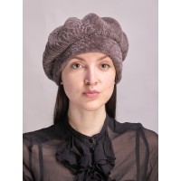 б75-а24 // Головной убор меховой женский, цвет -серо-коричневый, (овчина/астраган)