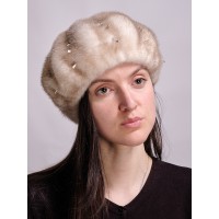 б97-78 // Головной убор меховой женский, цвет -перламутр (под волка)