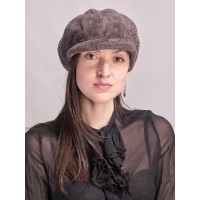 е29-а24 // Головной убор меховой женский, цвет -серо-коричневый, (овчина/астраган)