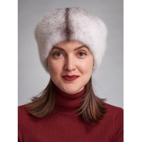 м100-19 // Головной убор меховой женский, цвет -блэк  кросс (крестовка)