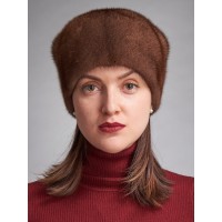 м100-4 // Головной убор меховой женский, цвет -браун (орех)