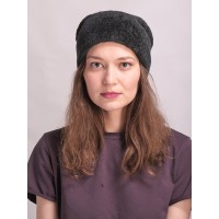 м102-а17 // Головной убор меховой женский, цвет -тёмно-зелёный, (овчина/астраган)