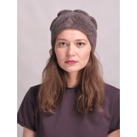 м123-а24 // Головной убор меховой женский, цвет -серо-коричневый, (овчина/астраган)