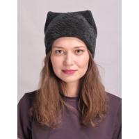 м125-а17 // Головной убор меховой женский, цвет -тёмно-зелёный, (овчина/астраган)