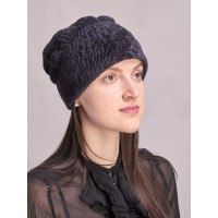 м135-а28 // Головной убор меховой женский, цвет -тёмно-синий, (овчина/астраган)