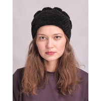 м135-а6 // Головной убор меховой женский, цвет -чёрный, (овчина/астраган)