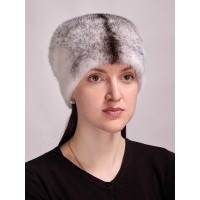 м146-19 // Головной убор меховой женский, цвет -блэк  кросс (крестовка)