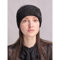 м147-а6 // Головной убор меховой женский, цвет -чёрный, (овчина/астраган)