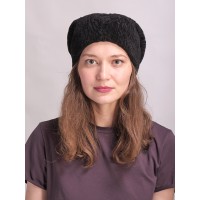 м154-а6 // Головной убор меховой женский, цвет -чёрный, (овчина/астраган)