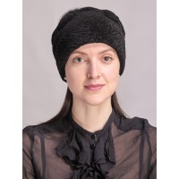 м158-а6 // Головной убор меховой женский, цвет -чёрный, (овчина/астраган)