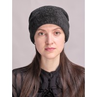 м161-а17 // Головной убор меховой женский, цвет -тёмно-зелёный, (овчина/астраган)