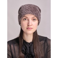 м161-а24 // Головной убор меховой женский, цвет -серо-коричневый, (овчина/астраган)