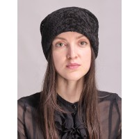 м161-а6 // Головной убор меховой женский, цвет -чёрный, (овчина/астраган)