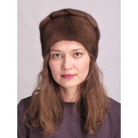 м163-4 // Головной убор меховой женский, цвет -браун (орех)