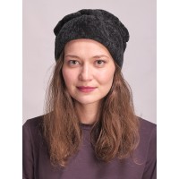 м163-а17 // Головной убор меховой женский, цвет -тёмно-зелёный, (овчина/астраган)