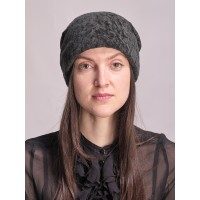 м164р-а17 // Головной убор меховой женский, цвет -тёмно-зелёный, (овчина/астраган)