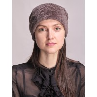 м164р-а24 // Головной убор меховой женский, цвет -серо-коричневый, (овчина/астраган)
