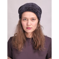 м164р-а28 // Головной убор меховой женский, цвет -тёмно-синий, (овчина/астраган)