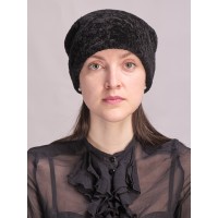 м164р-а6 // Головной убор меховой женский, цвет -чёрный, (овчина/астраган)
