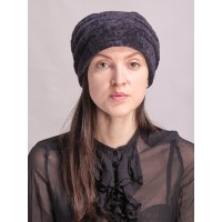 м165-а28 // Головной убор меховой женский, цвет -тёмно-синий, (овчина/астраган)