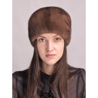 м166-4 // Головной убор меховой женский, цвет -браун (орех)