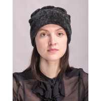 м167-а17 // Головной убор меховой женский, цвет -тёмно-зелёный, (овчина/астраган)