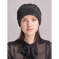 м173-а17 // Головной убор меховой женский, цвет -тёмно-зелёный, (овчина/астраган)